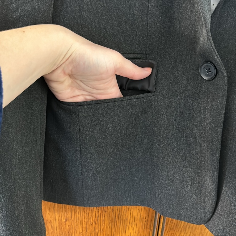 Express One Button Charcoal Blazer Size 8 - image 3